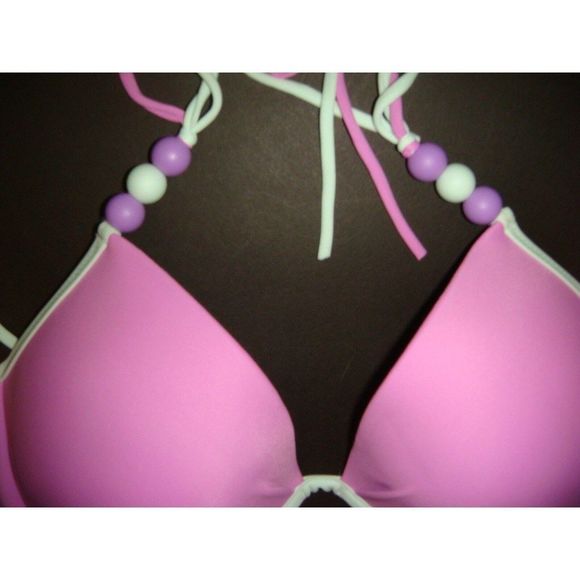 Victoria's Secret BIKINI 34A,34B,34C,34DD BEADED LILAC PURPLE MINT S strappy - Picture 2 of 4